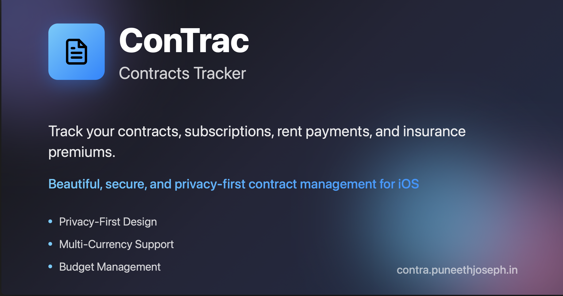 ConTrac - Contracts Tracker | Track Your Subscriptions & Contracts